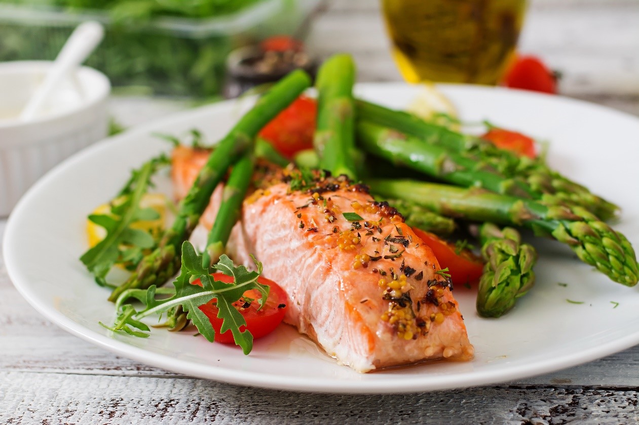 A plate of food on a table

Description automatically generated