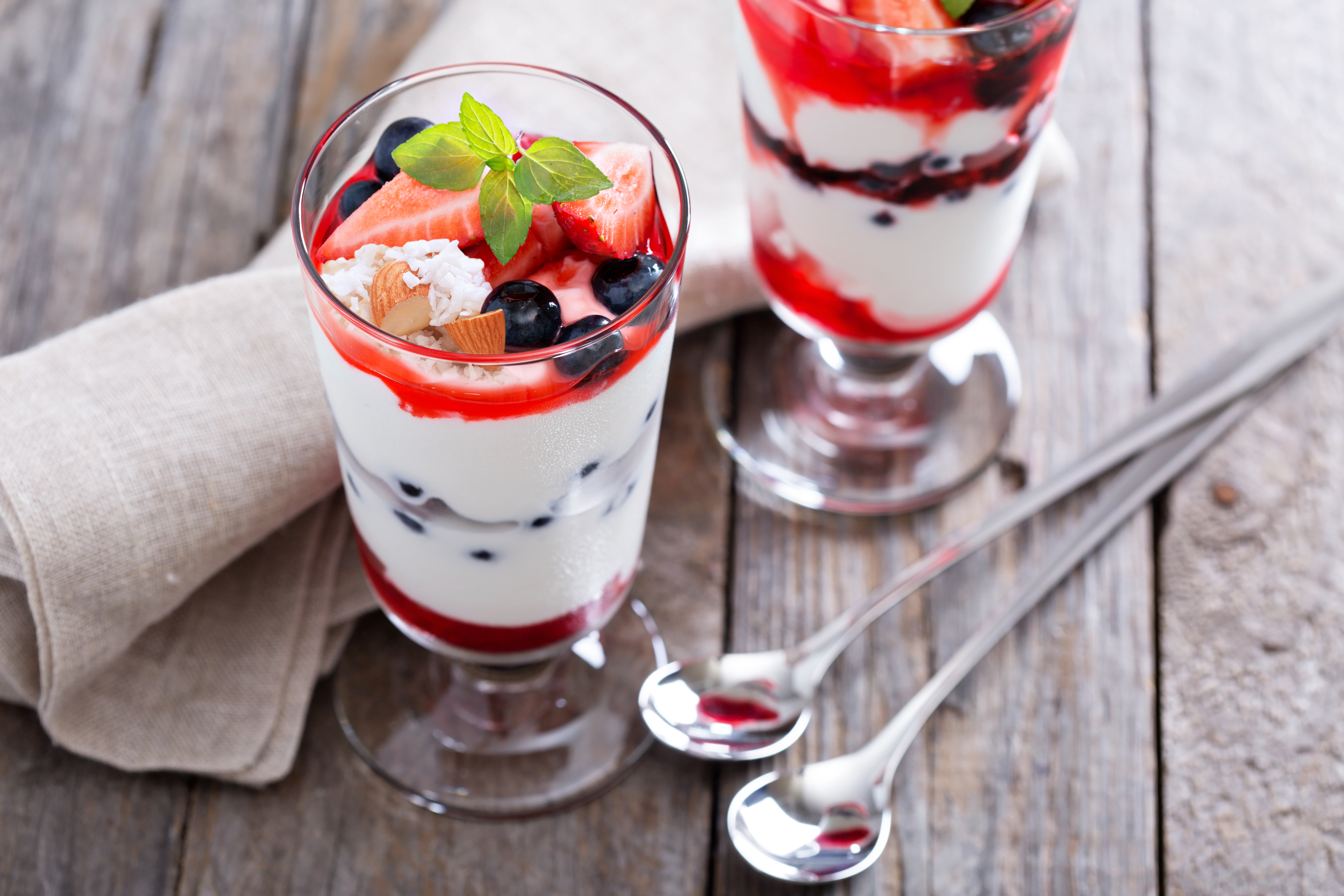 Fruit and Yogurt Parfait: Red, White, and Blue